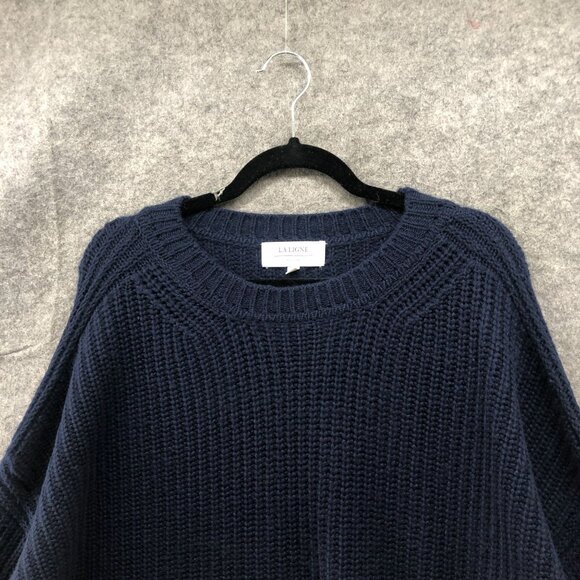 La Ligne Toujours Cashmere Sweater Womens XL Navy Blue Crewneck Relaxed - Picture 4 of 10